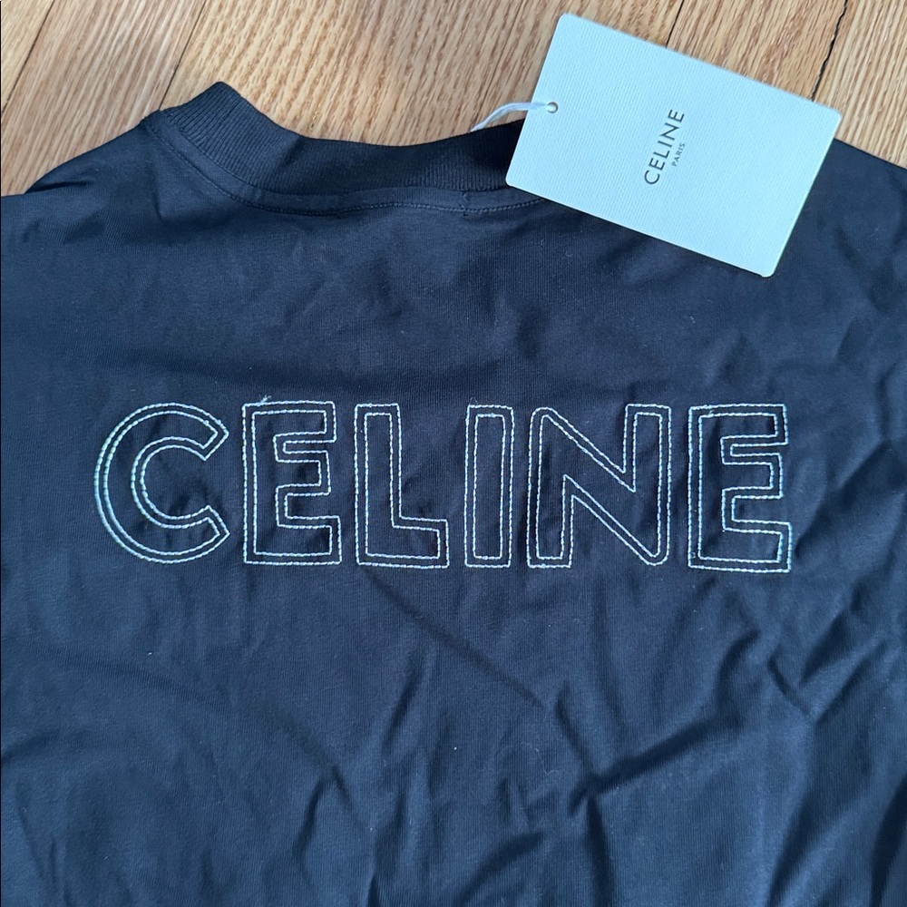 Designer logo black tee NWT